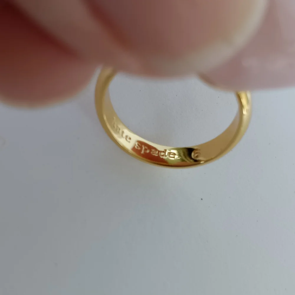 NWT Kate Spade Open Heart  Pink Quartz Stone + Goldtone Ring Size 6